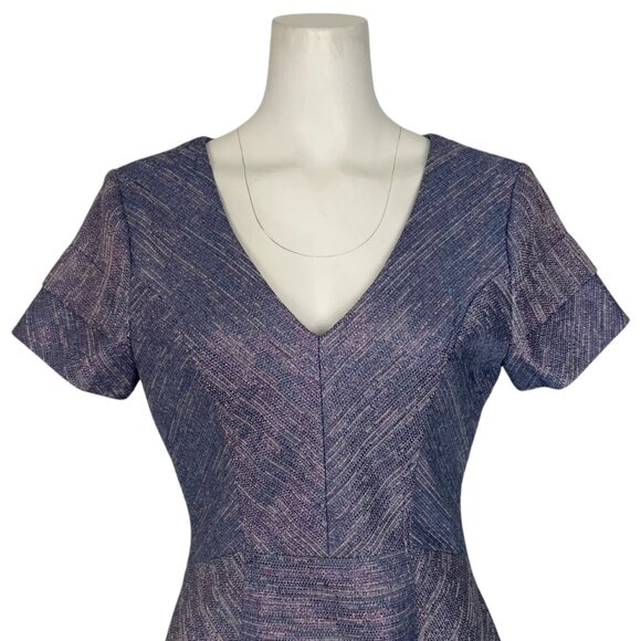 Rebecca Minkoff Katya Tweed Dress 8 Tiered Short Sleeve V-Neck Sheath Mini - Picture 8 of 12
